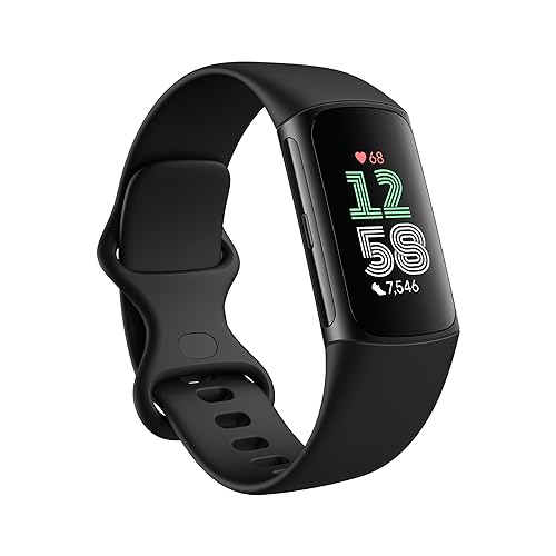Fitbit Charge 6 Fitness Tracker with GPS, Obsidian/Black