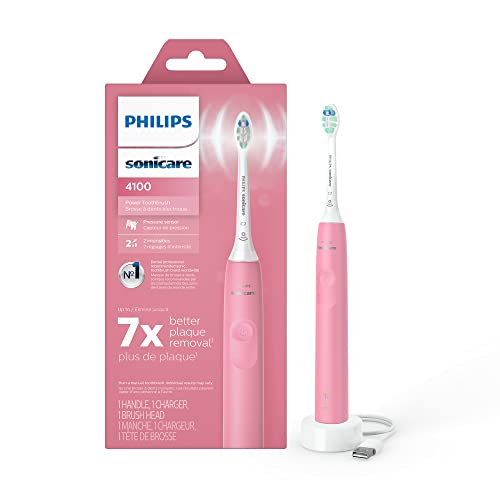 Philips Sonicare 4100 Electric Toothbrush, Pressure Sensor, Deep Pink