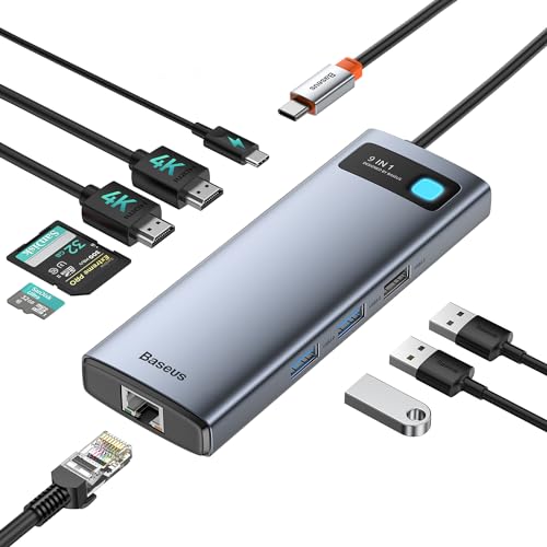 Baseus 9-in-1 USB-C Dock, Dual 4K HDMI, 85W PD