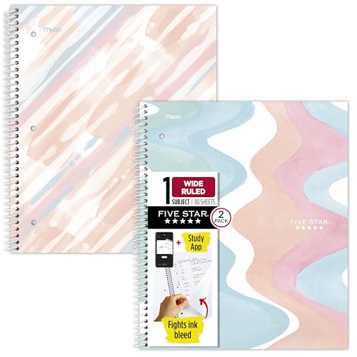 Five Star 1-Subject Notebooks, 2 Pack, Water Resistant