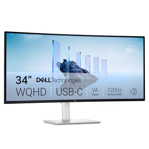 Dell 34″ USB-C Curved Monitor, 120Hz, FreeSync, 99% sRGB