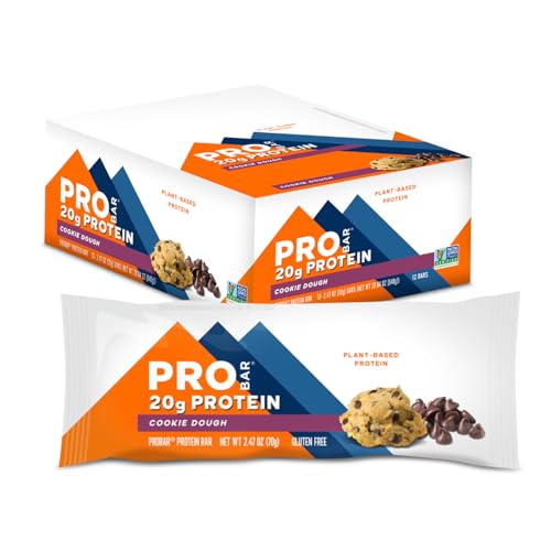 PROBAR Protein Bar, Cookie Dough, Non-GMO, Gluten-Free, 12 Pack