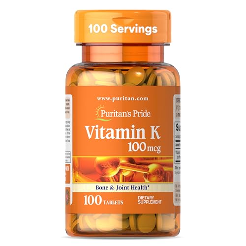 Puritan’s Pride Vitamin K 100mcg, Bone & Blood Health, 100 Tablets