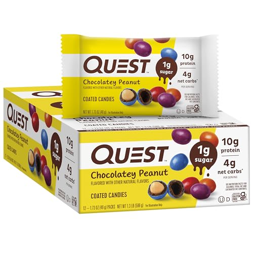 Quest Nutrition Chocolatey Peanut Candies, Keto, 1g Sugar, 10g Protein