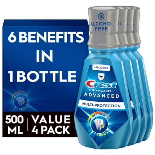 Crest Pro-Health Advanced Alcohol-Free Mouthwash, Fresh Mint, 500 mL, 4-Pack