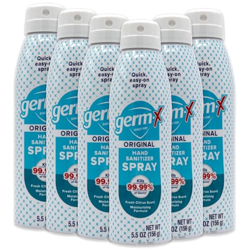 Germ-X Hand Sanitizer Spray, 5.5 Oz, Pack of 6, Moisturizing