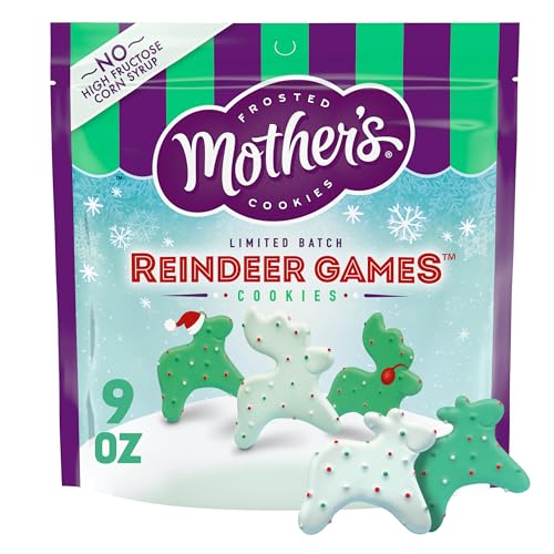 Mother’s Frosted Reindeer Games Shortbread Cookies, 9 oz Resealable Bag