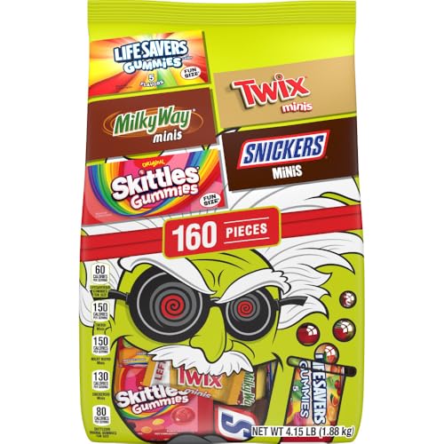 Halloween Candy Variety Pack: Snickers, Skittles, Twix, Life Savers, 160 Ct