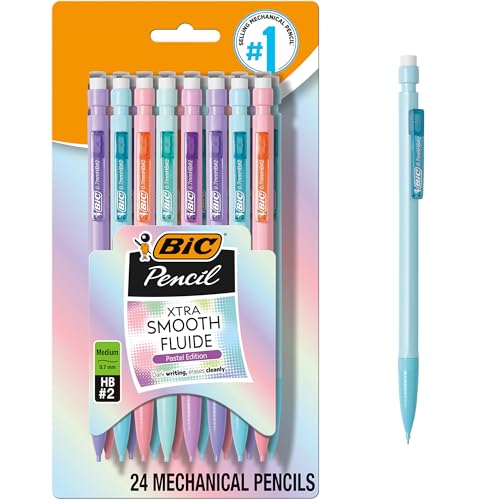 BIC Xtra-Smooth Pastel Mechanical Pencils, 0.7mm, 24-Pack