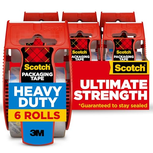 Scotch Heavy Duty Clear Packing Tape, 1.88″x22.2 yd, 6 Rolls