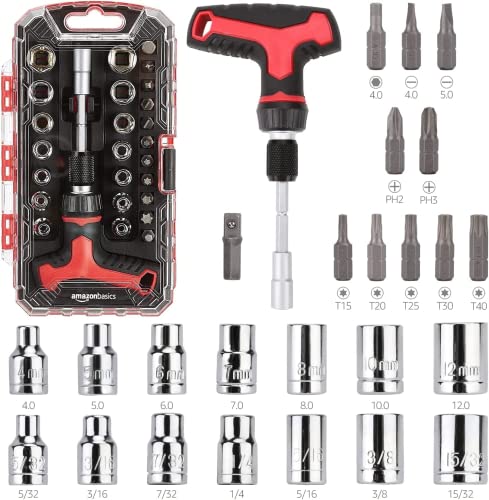 Amazon Basics 27-Piece Magnetic Ratchet and Screwdriver Set