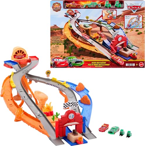Disney Pixar Cars Playset: McQueen, Chick Hicks & Pitty Crew Racing