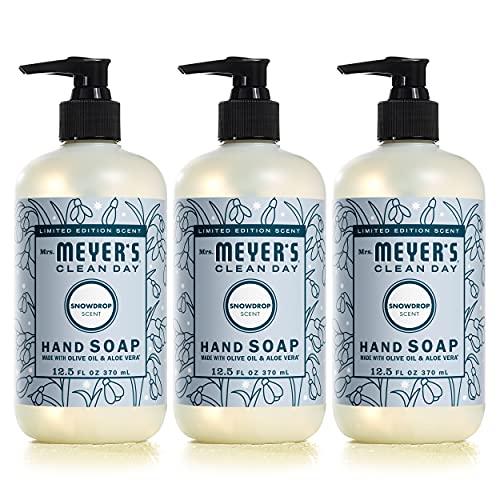 MRS. MEYER’S Snowdrop Hand Soap, Essential Oils, 12.5 oz, 3-Pack