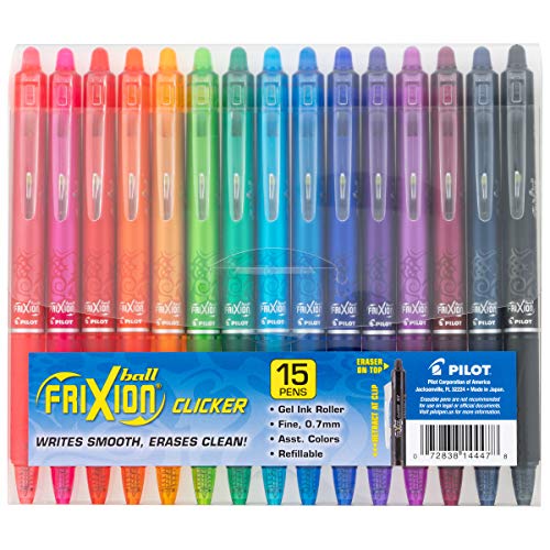 Pilot FriXion Erasable Gel Pens, 0.7mm, 15-Color Pack