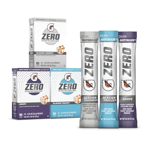 Gatorade G Zero Electrolyte Drink Mix, 3-Flavor Variety, 30 Packets