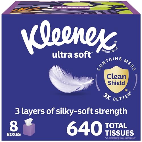 Kleenex Ultra Soft 3-Ply Tissues, 8 Boxes, 80/Box