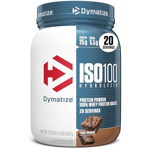 Dymatize ISO100 Whey Protein, Fudge Brownie, 25g Protein, 20 Servings