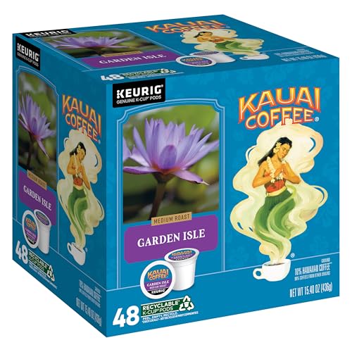 Kauai Coffee K-Cup Pods – Medium Roast Hawaiian Arabica, 48ct