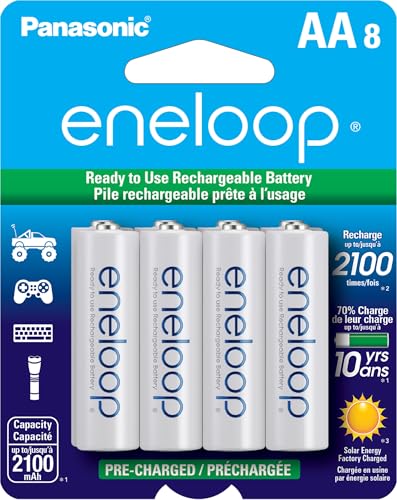 Eneloop Panasonic AA Rechargeable Batteries, 2100 Cycle, 8-Pack