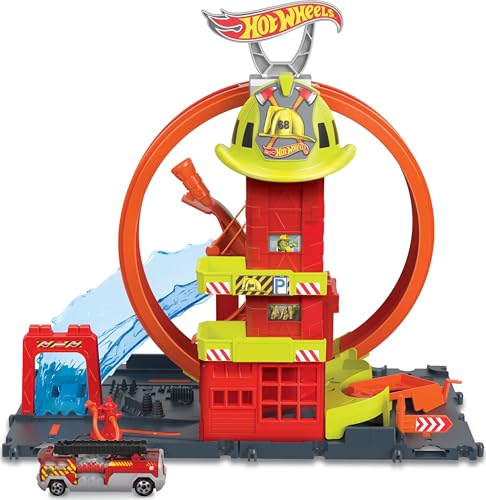 Hot Wheels City Fire Station Set with Car and Track