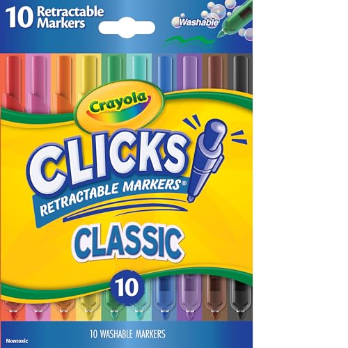 Crayola Clicks Retractable Washable Markers Set, 10ct, Ages 3+