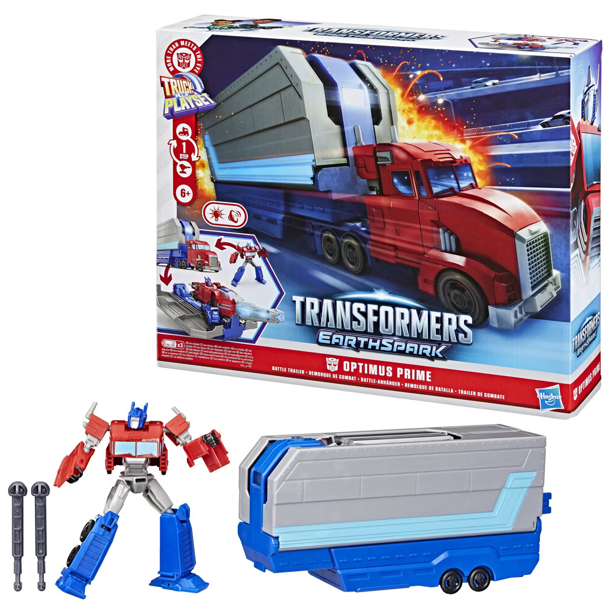 Transformers EarthSpark Optimus Prime Battle Trailer Playset