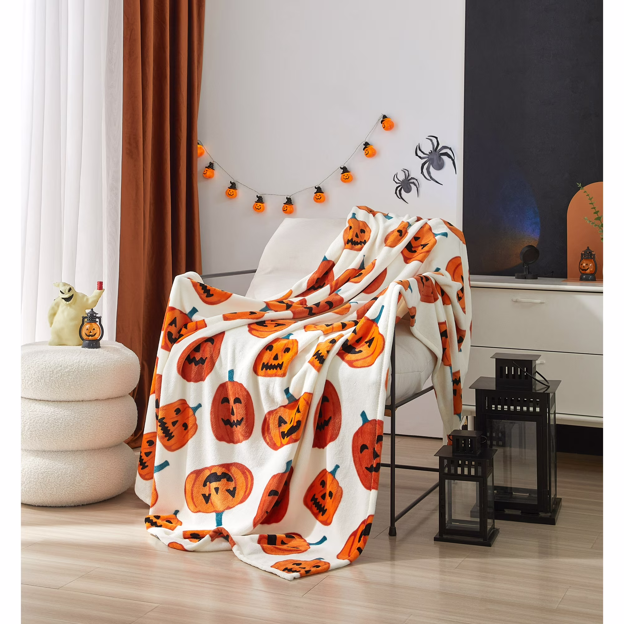 Ways to Celebrate Cozy Plush Jackolantern Print Throw Blanket 50x 60, All Ages