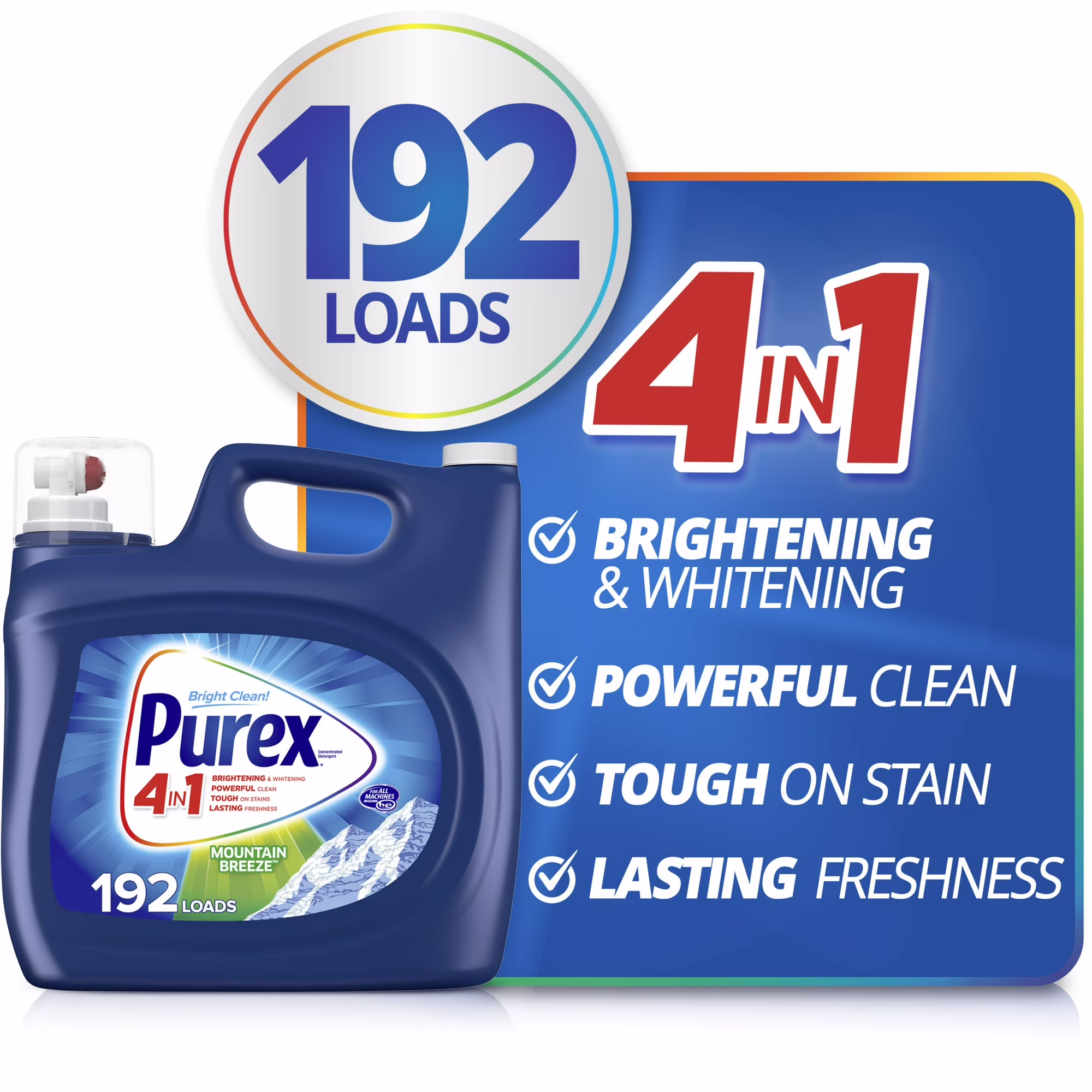 Purex Fresh Mountain Breeze Liquid Laundry Detergent, 250 fl oz, 192 Loads