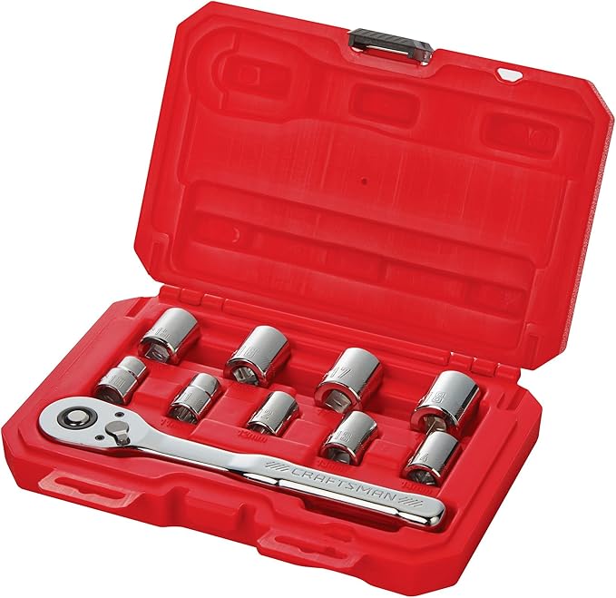 CRAFTSMAN 10-Piece Metric Mechanics Tool Set, 3/8 Inch Drive