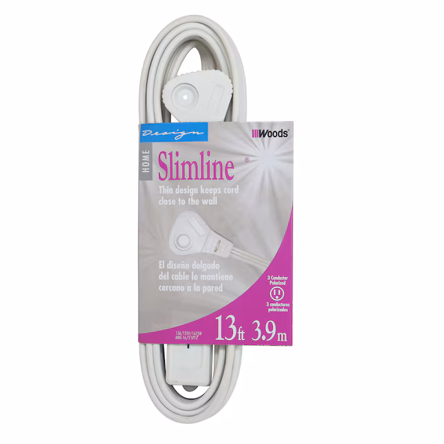 Slimline 2232 White Angled Flat Plug Extension Cord