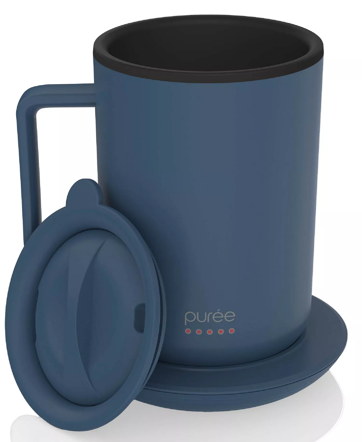 Puree Warming Coffee Mug, 12 oz. Stainless Steel Coffee Mug with Mug Warmer Coaster and Lid