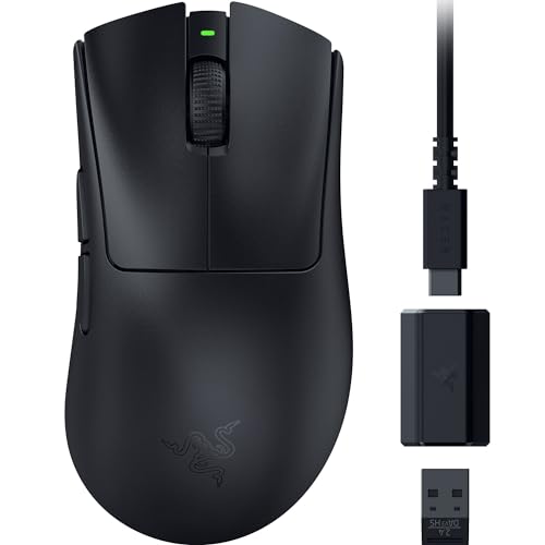 Razer DeathAdder V3 Wireless Gaming Mouse: Lightweight, 100Hr Battery, Black