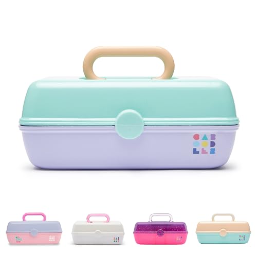 Caboodles Petite Makeup Box, Seafoam/Lavender, with Mirror & Latch