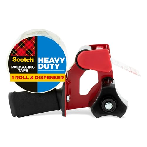 Scotch Heavy Duty Packaging Tape with Dispenser, Clear (1 Roll)