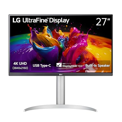 LG 27″ 4K UHD IPS Monitor, HDR, USB-C, Adjustable Stand