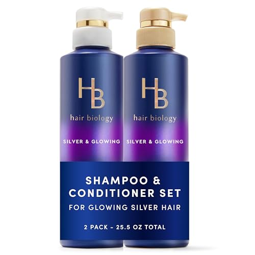 Biotin Purple Shampoo & Conditioner Set for Grey Hair, 2 Pack