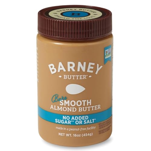 Barney Bare Smooth Almond Butter, 16oz – No Sugar/Salt, Vegan