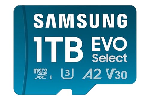 Samsung 1TB EVO Select microSD Card + Adapter, 160 MB/s, 4K UHD