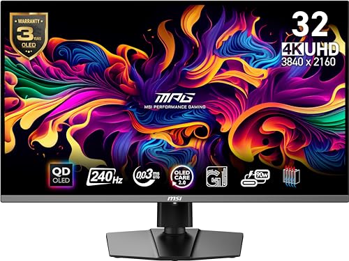 MSI 32″ 4K QD-OLED Gaming Monitor, 240Hz, HDR 400