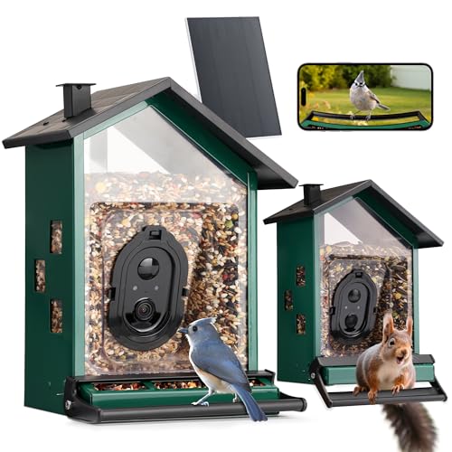 Smart Bird Feeder Camera, Solar-Powered, Squirrel-Proof, AI Bird ID, 3.2L Capacity