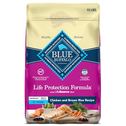 Blue Buffalo Senior Small Breed Chicken & Rice Dog Food, 15-lb.