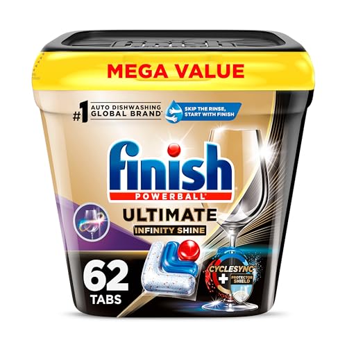 Finish Infinity Shine Dishwasher Pods, 62 Count, Degreases & Scrubs