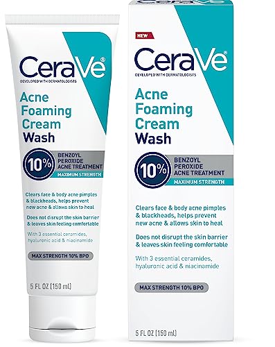 CeraVe Acne Foaming Wash with 10% Benzoyl Peroxide, 5 Oz