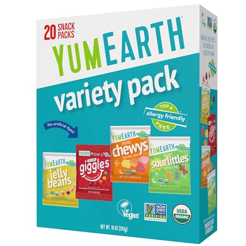 YumEarth Organic Candy Variety Box, Allergy-Friendly, Vegan, 20-Pack