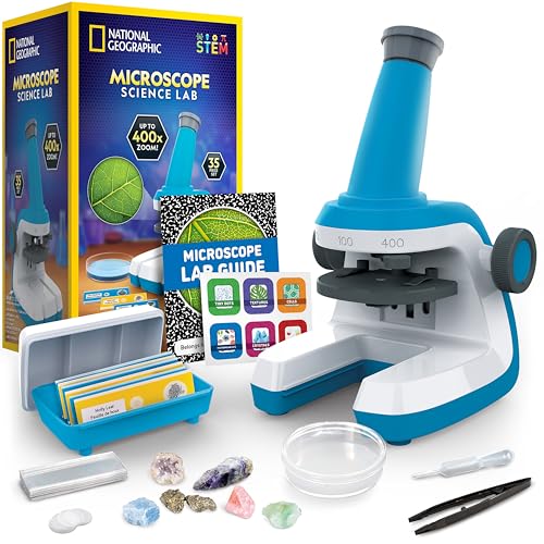 NATIONAL GEOGRAPHIC Kids Microscope Set – 400x Zoom, STEM Toy