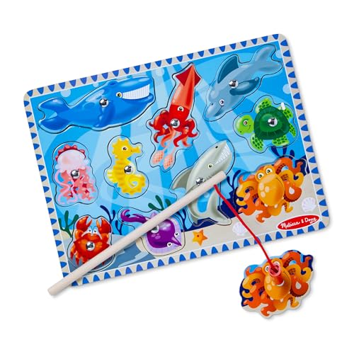 Melissa & Doug Magnetic Wooden Ocean Animal Fishing Game