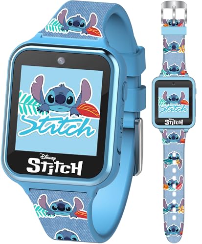 Disney Stitch Kids Smart Watch: Camera, Recorder, Step Counter, Blue Strap