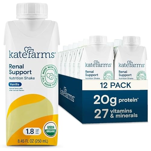 KATE FARMS Renal Support Shake, Vanilla, 20g Protein, 12 Pack