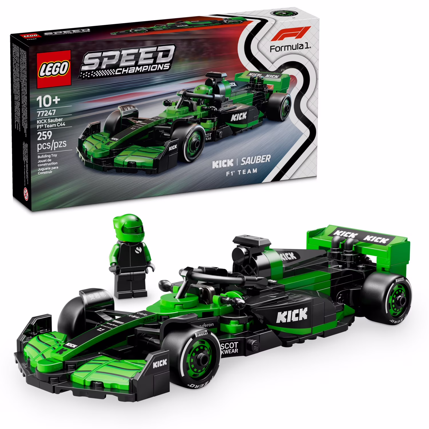 LEGO Speed Champions KICK Sauber F1 Team C44 Race Car Toys