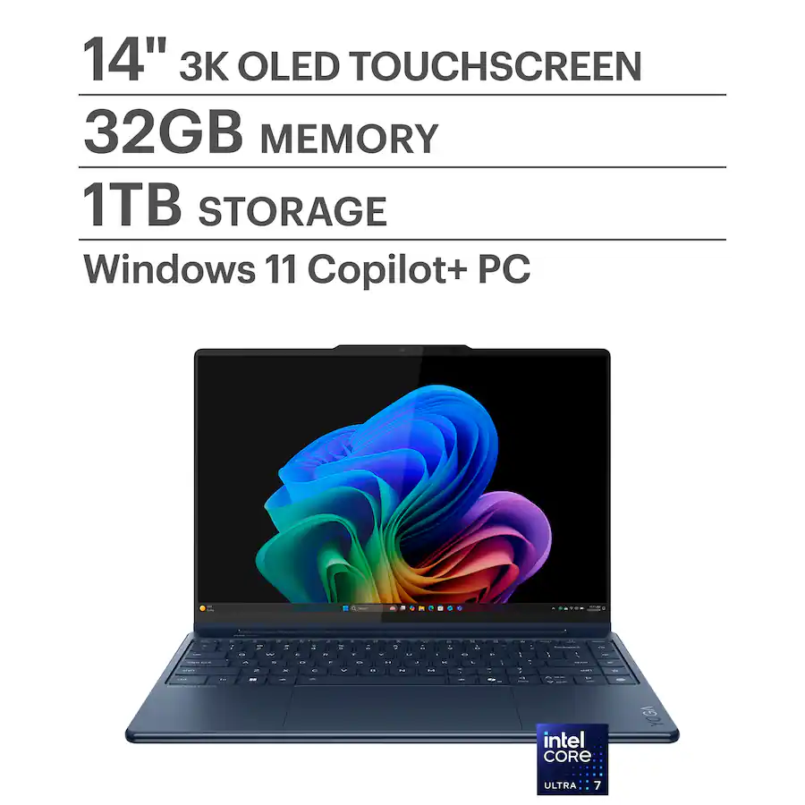Lenovo – Yoga 9i 2-in-1 Aura Edition – Copilot+ PC – 14″ 3K 120Hz OLED Touchscreen Laptop (Open Box)